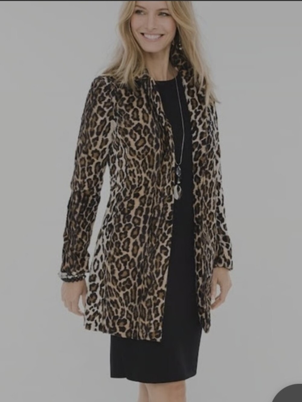 CHICOS ANIMAL PRINT DOUBLE ZIPPER FAUX FUR POCKETED LINED BLAZER NWOT